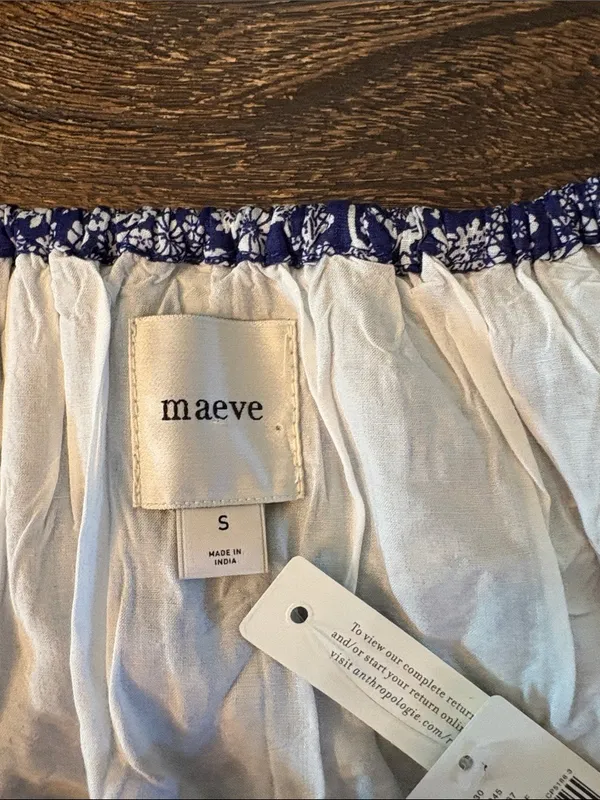 Anthropologie Maeve Mini Swing Dress‎ Blue White Ditsy Floral NWT Small - Image 6