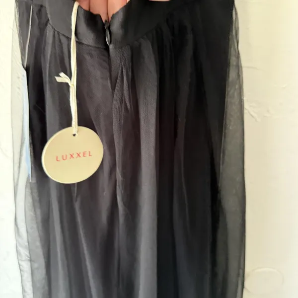 Luxxel Dress Small Black Plunge Maxi Gown Criss Cross Back NWT Fairy‎ Grunge - Image 9