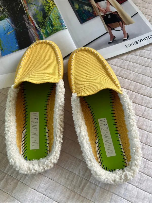 Rothy’s Scuff Sherpa lined wool mule Slippers in Popcorn yellow 8 washable - Image 12