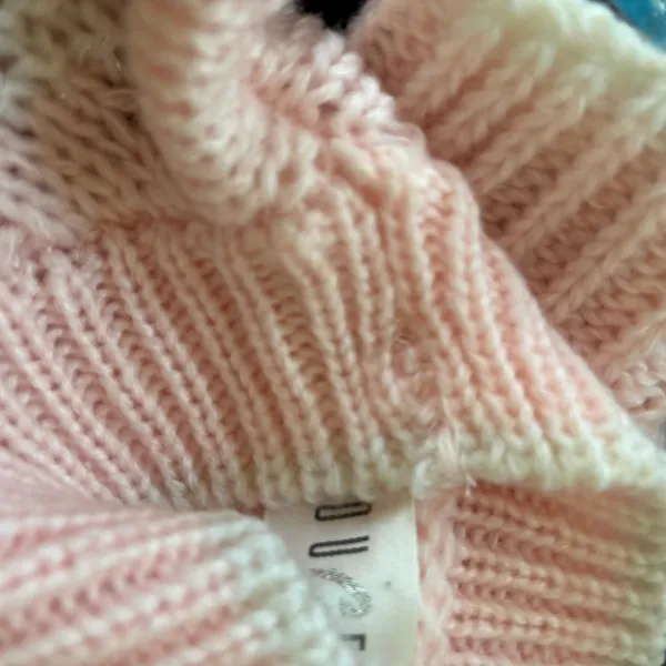 VTG 80’S Knit Sweater Sz M Pastel Pink Snowflake Mock Neck Chunky Cottagecore - Image 6