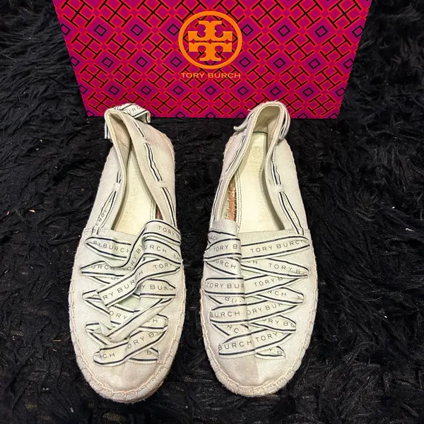 Tory Burch TB Tory ribbon espadrille flats slip on shoes - Image 3
