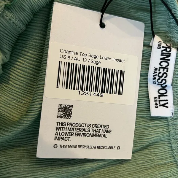 NWT Princess Polly Chantria Top Sage Lower Impact Size 8 - Image 3
