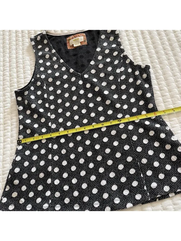 Anthropologie Maeve Polka Dot Black & White Sleeveless Blouse Top Sz M Medium - Image 3