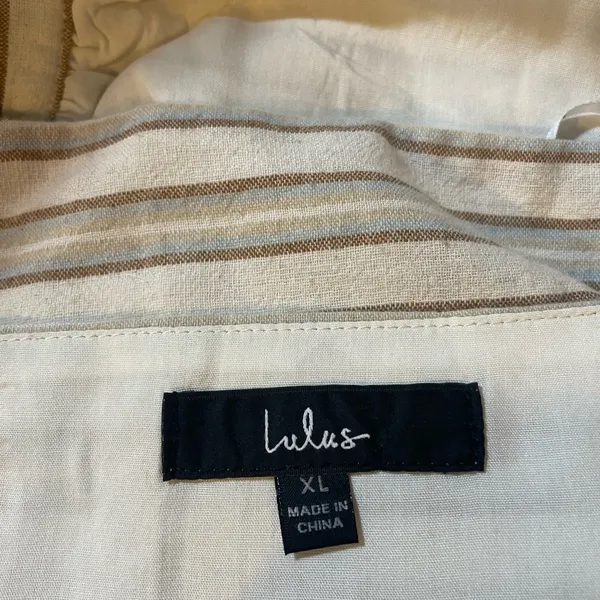 Lulu's Cream‎ and Tan Striped Crop Top - Image 5