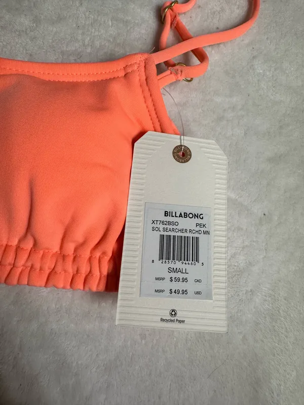Billabong Sol Searcher Ruched Mini Crop Bikini - peach kiss - Image 4
