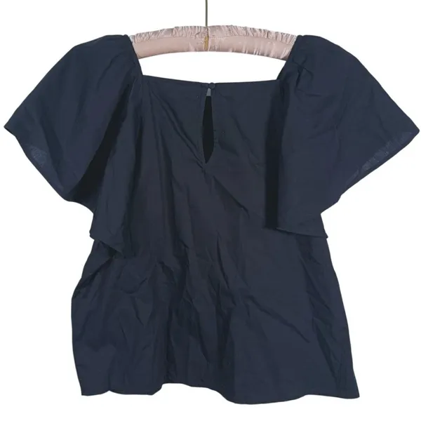 Abercrombie & Fitch Poplin Flutter Sleeve Top Small Black Preppy Quiet Luxury - Image 3