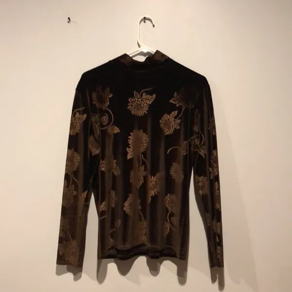 PSE California Vintage Floral Velour Quarter Zip Pullover Sweater - Image 5