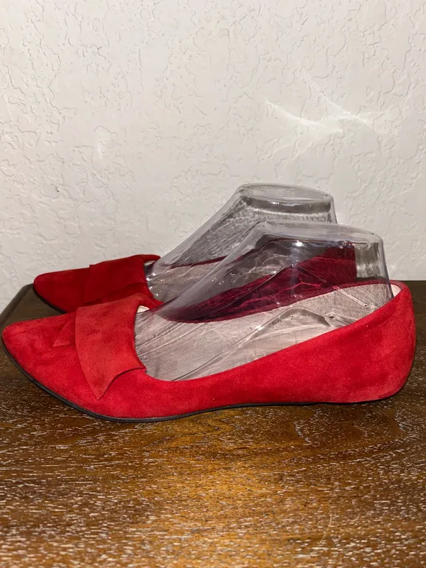 J.Jill Suede Leather Slip On Point Toe Kitten Heel Flat Shoes Size 7.5 Color Red Suede Leather Slip On Point Toe Kitten Heel Gently loved condition - Image 6