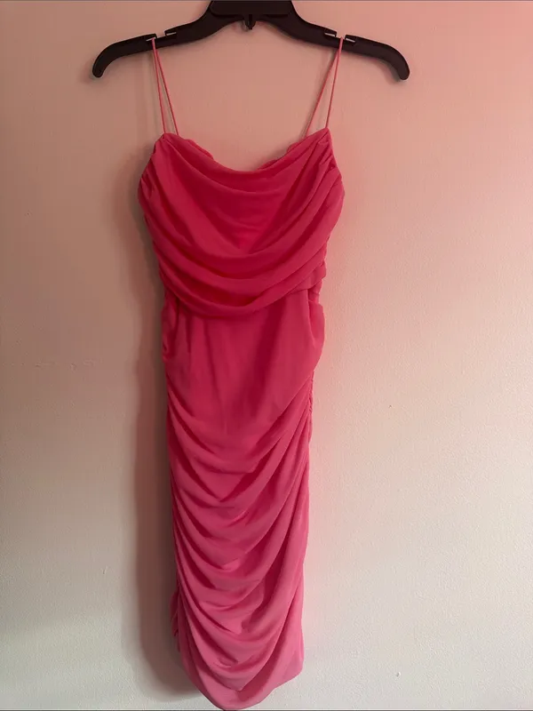 Hello Molly ruched mini dress blush pink color - Image 2