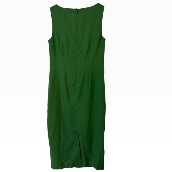 Ann Taylor Green Square Neck Linen Blend Midi Dress Size 2 - Image 2