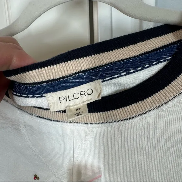 Anthro Anthropologie Pilcro Beaded Varsity Crewneck‎ Sweatshirt size xs nwt - Image 4