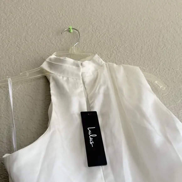NEW LULUS Distinctive Charm White Satin Asymmetrical Midi Dress SZ XS - Image 11