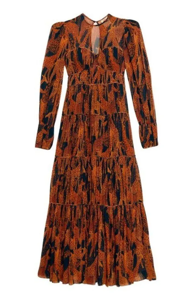 💕FARM RIO💕 Giraffes Black Puff Sleeve Maxi Dress ~ Giraffe Print Small S NWOT - Image 14