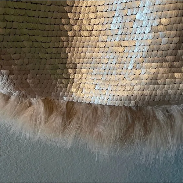 New CeCe Sequin Feather Trim Bohemian Luxe Dress - Image 4