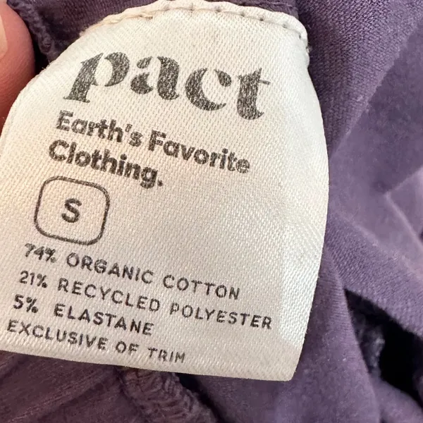 Pact Revive Organic Cotton V-Neck Short Sleeve Drawstring Jumpsuit Purple Small - Image 5