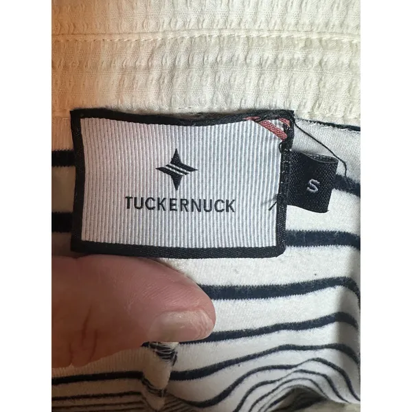 Tuckernuck Ashton Navy White Striped Rugby V-Neck Collar Dress Small preppy - Image 4