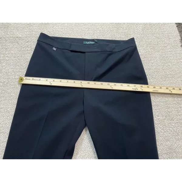 Lauren Ralph Lauren Black Flat Front Straight Dress Pants Size 8 Classic Stretch - Image 11