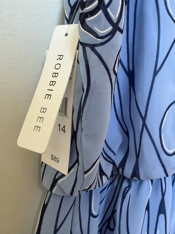 Robbie Bee Periwinkle Blue Floral Halter Maxi Dress - Image 9