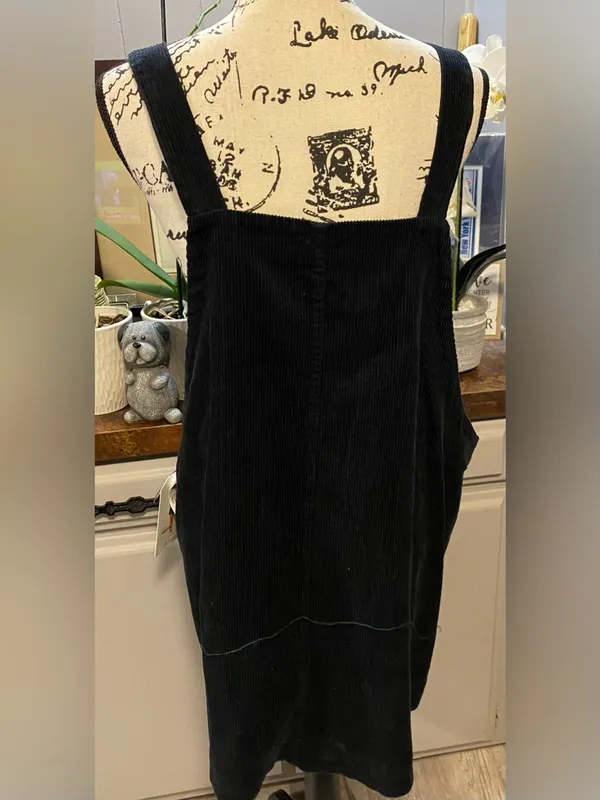 NWT Celebrity Pink Junior’s Cotton Button-Front Black Corduroy Pinafore Dress - Image 7