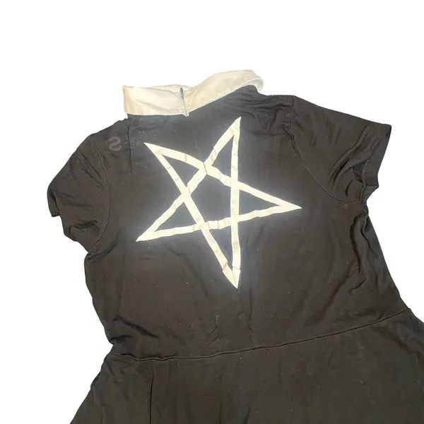 Disturbia Black Pentagram Dress Peter Pan Goth Mini Small Wednesday Halloween - Image 2