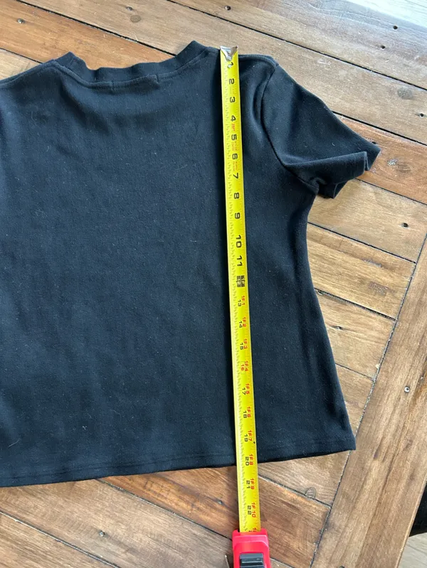 Perfect White Tee Katz Black Ribbed Cotton T Shirt L - Image 10