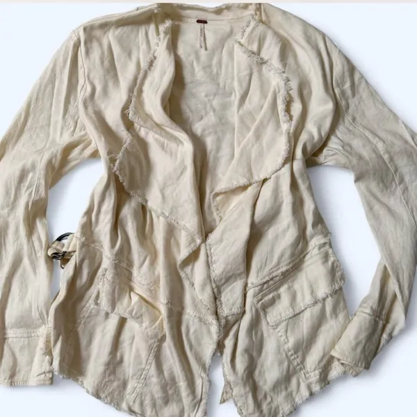 Free People Rae‎ Femme Linen Raw Hem Jacket - Image 2