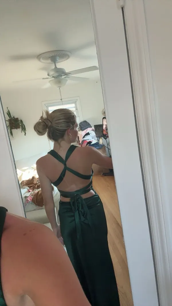 Windsor Green Silk Prom Dress - Image 3