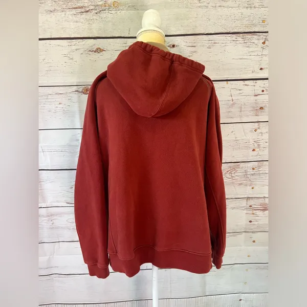 Columbia Woman’s Burnt Red Heavyweight Cotton Blend Soft Comfy Hoodie Size Large - Image 5