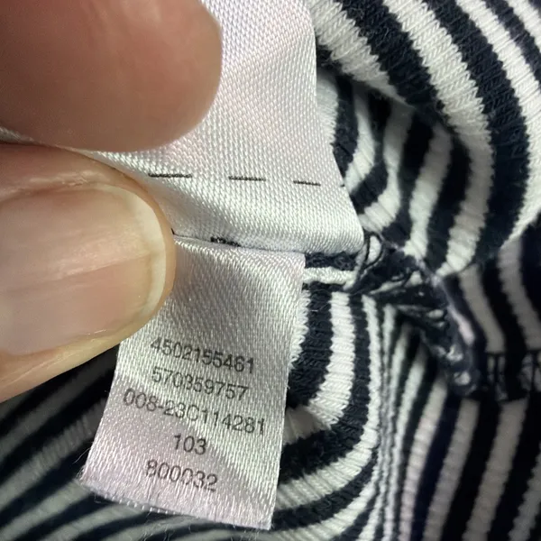 Chico's 2 Womens Large dark Navy Blue Stripe Ribbed Henley shirt cottagecore - Image 8