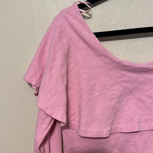 Anthropologie Postmark‎ Pink One Shoulder Ruffle Top size Small - Image 4