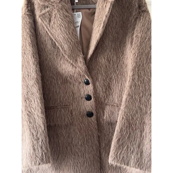 Women Faux Fur Jacket Soft Warm Plush Coat Outerwear Elegant Chic - Image 5