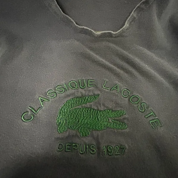 Lacoste Blue Tee with Green Embroidery - Image 2