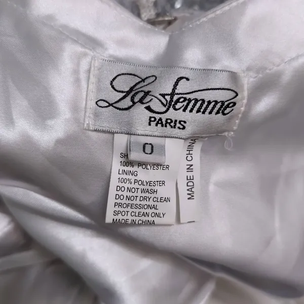 La Femme PARIS White Silver Sequined Open Back Cocktail Party Dress 0 - Image 9