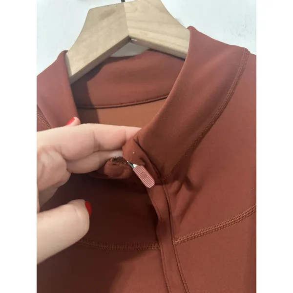 Lululemon Rulu Running Cropped 1/2 Zip Dark Terracotta Womens Athletic Top 10 - Image 9