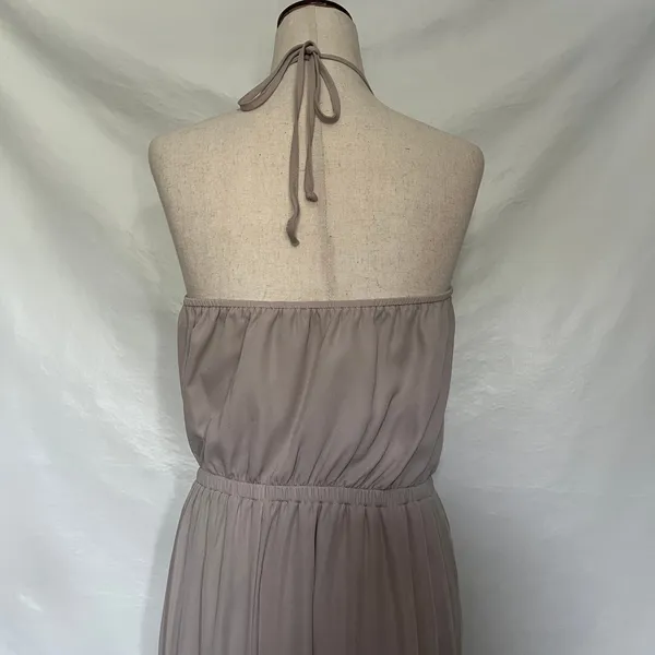 Show Me Your Mumu Halter Maxi Dress Sz M Taupe Sheer Coastal Old Money Neutral - Image 8