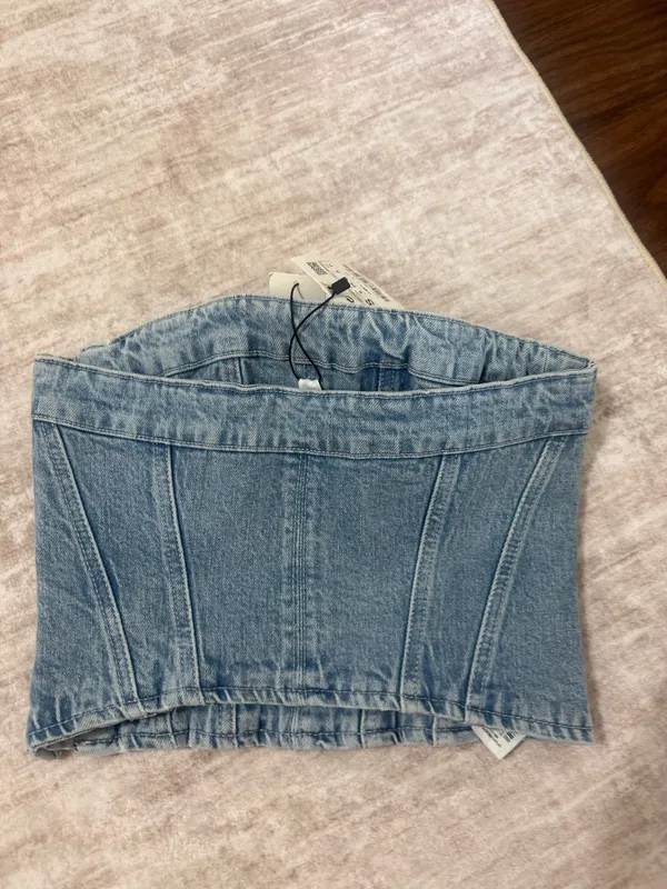 Zara denim corset top size small bnwt - Image 4