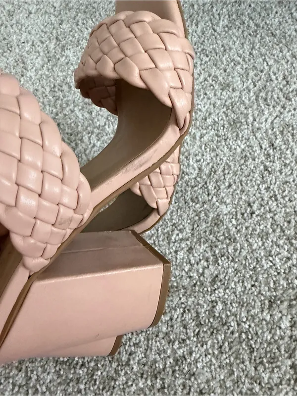 Bamboo Pink Braided Double Strap Block Heel Slide Sandals Mules Size 8 - Image 6