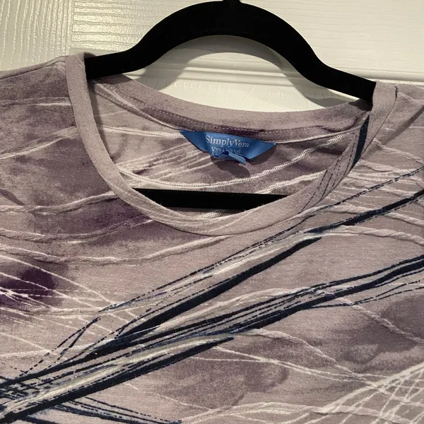 Simply Vera Size L Purple Tie Dye Textured Embroidered Long Sleeve Top - Image 2