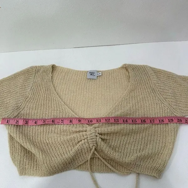 Princess Polly Ally Knit Sweater Beige Ruched Front Crop Top S/M - Image 5