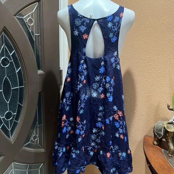 Free people blue patterned open back flowy dress - Image 4