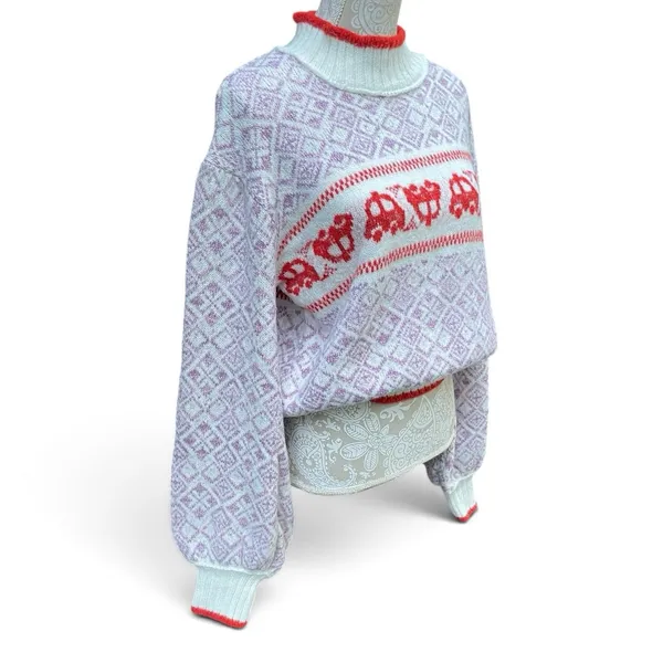 Free People Freya Fair Isle Sweater Large Boho Nordic Ski Lodge Cozy Pullover - Image 4