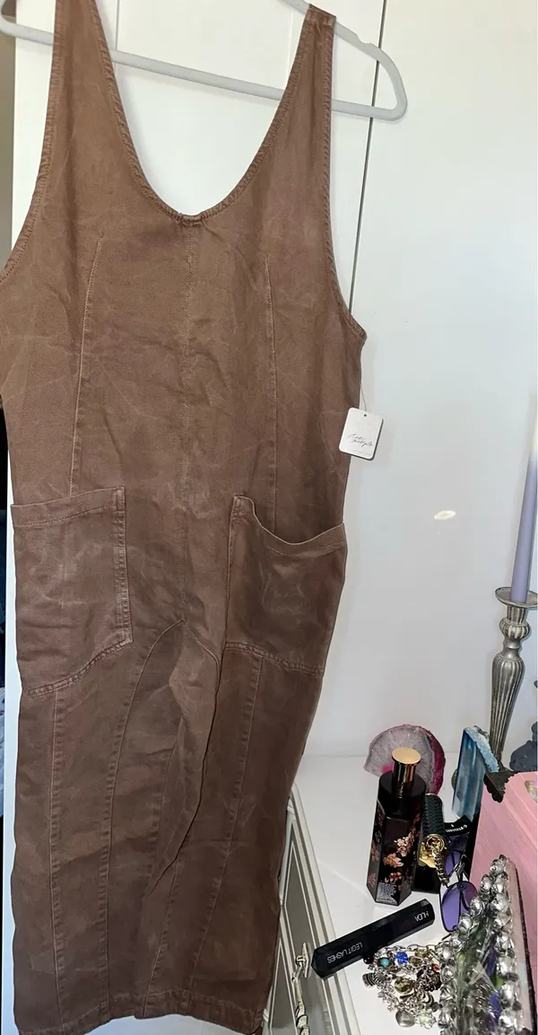 NWT Free People We The Free High Roller Jumpsuit In Rare Stone - Image 3