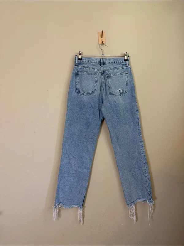 nuuds‎ Distressed Button Fly Raw Frayed Hem Straight Cotton Jeans Size 27 - Image 7