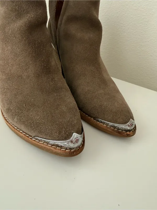Jeffrey Campbell Cromwell Cut Out Western Taupe Brown Suede Ankle Boot 7.5 - Image 12