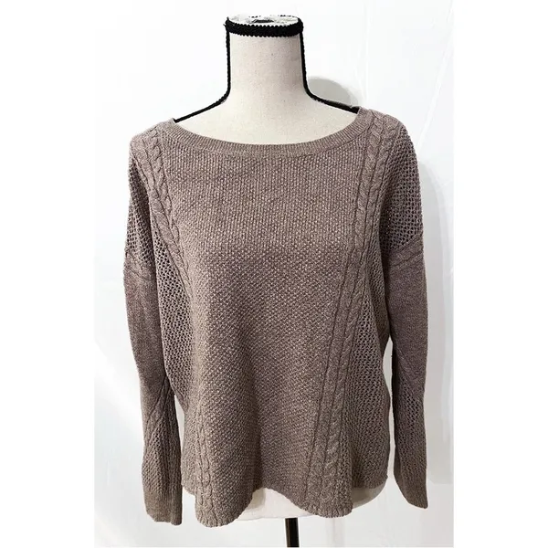 American Eagle Pullover Sweater | Taupe Textured Knit - Image 2