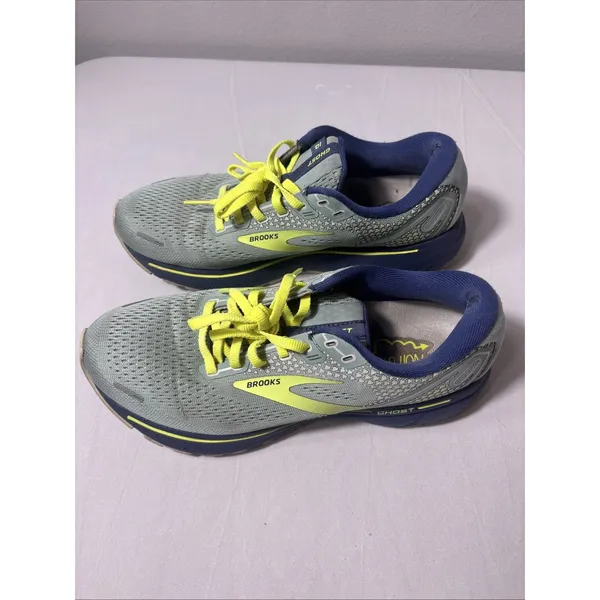 BROOKS Ghost 14 Women's Size 9B Blue Ocean Neon Green Running Shoes READ - Image 3