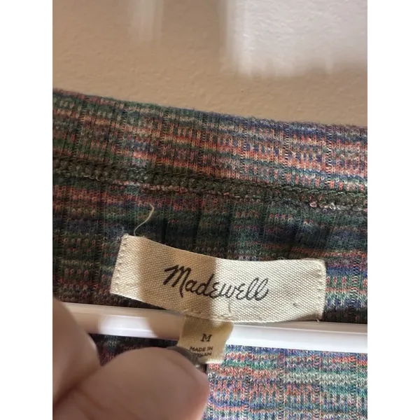 Madewell Multicolor Short Sleeve Space-Dye Brightside Rib V-Neck Crop Tee Sz M - Image 2