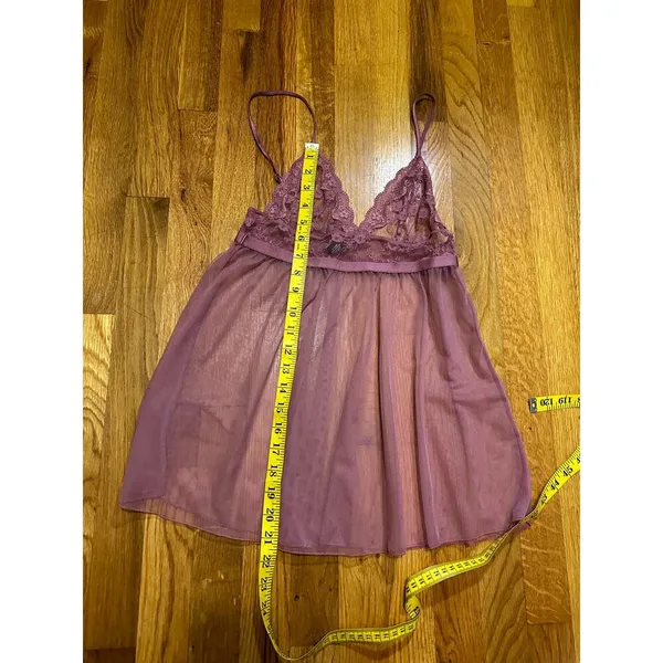 Victoria’s Secret Women’s Small Y2K Lace Mesh Sheer Strap Babydoll Nighty Slip - Image 3