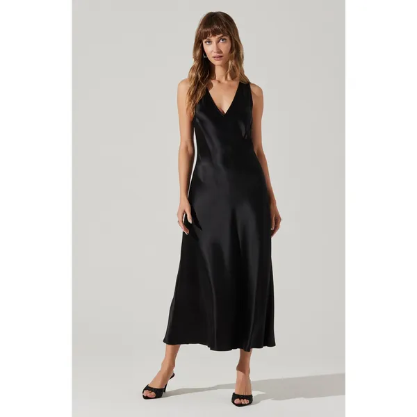 ASTR The Label Ellora Slip Satin Elegant Minimalist Black Midi NWT S - Image 4