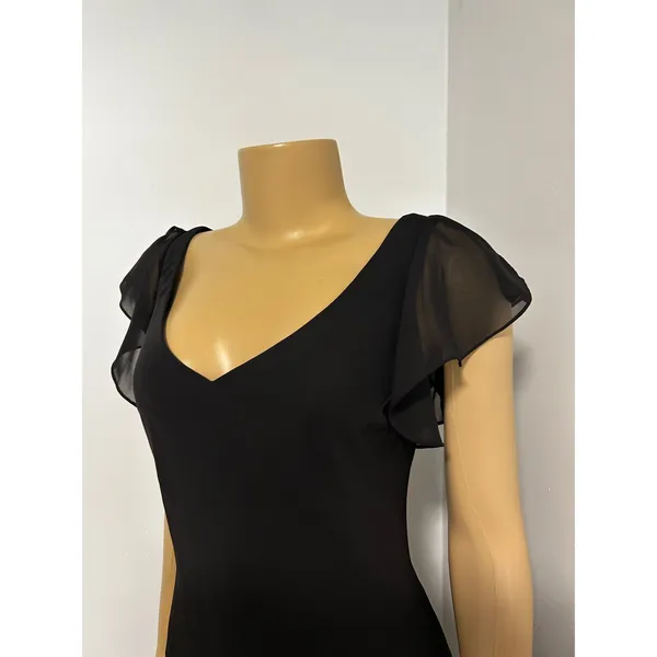 Y2K FAIRYGOTH SL Fashions Black Embroidered Floral Handkerchief Hem Dress 8 - Image 7